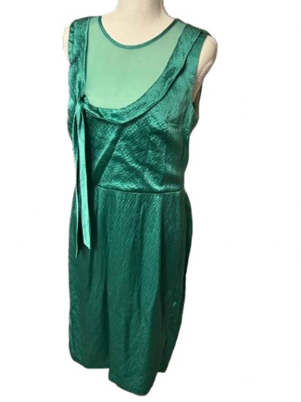 NWT 100% Silk POLECI Dress Green 100% Cotton Lining Designer New Medium Size 8